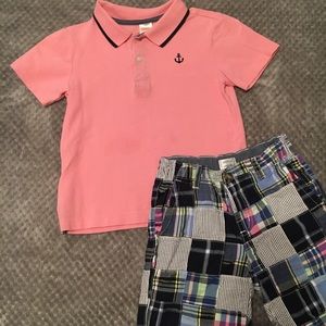 Gymboree Boys Outfit - Pink Top and Shorts